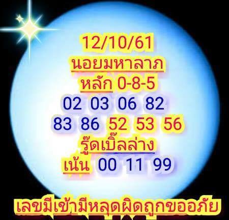 หวยฮานอยพารวย 12/10/61 3