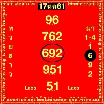 แจกแนวทางหวยลาว 17/10/61 2