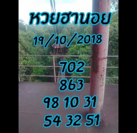 แจกชุดตัวเลขหวยฮานอย19/10/61 11