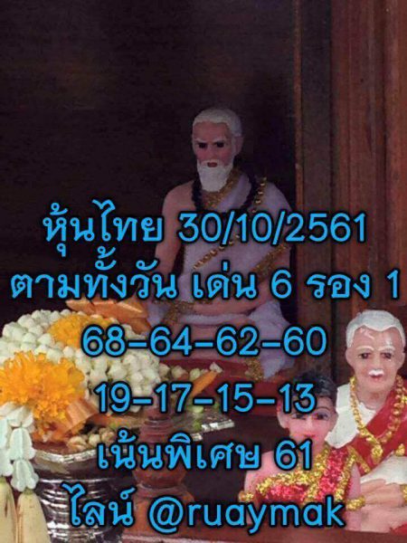 สูตรเด็ดหวยหุ้น 30/10/61 11