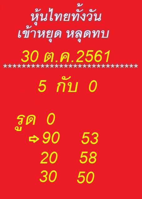 สูตรเด็ดหวยหุ้น 30/10/61 12