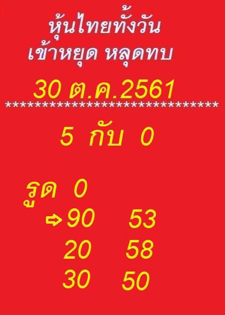 สูตรเด็ดหวยหุ้น 30/10/61 12