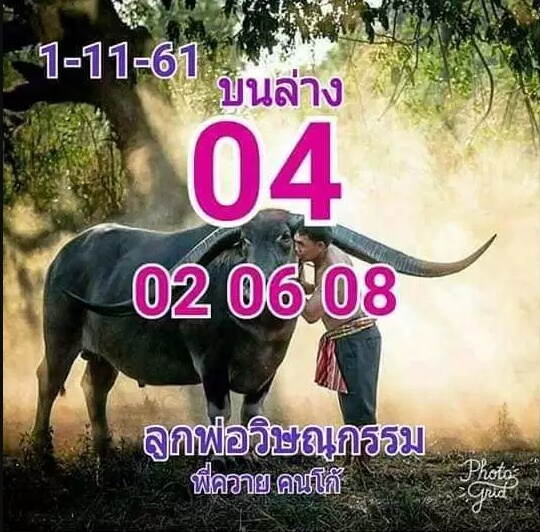 หวยลูกพ่อวิษณุกรรม 1/11/61