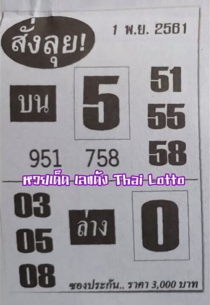 หวยสั่งลุย 1/11/61