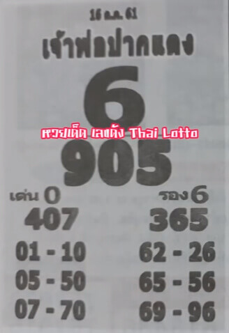 หวยเจ้าพ่อปากแดง 16/10/61