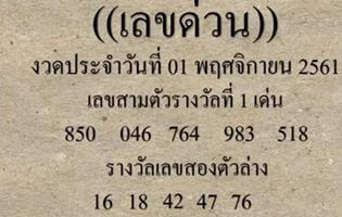 เลขด่วนกองสลาก 1/11/61