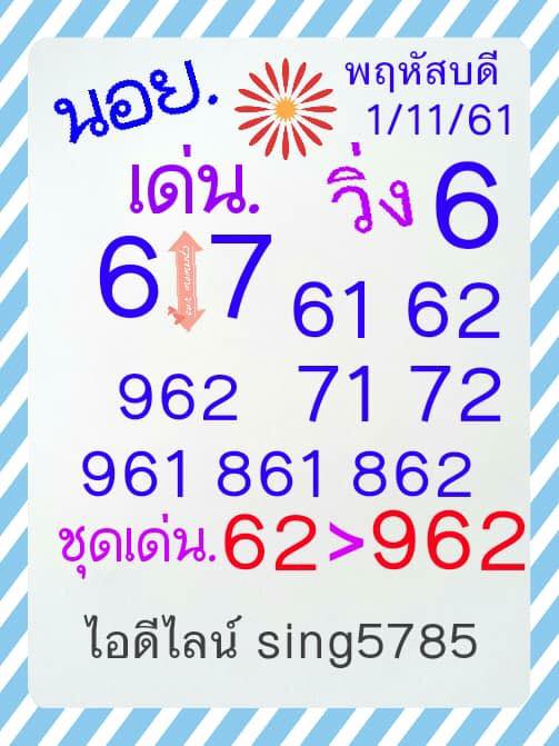 แจกตัวเลขหวยฮานอย 1/11/61 4