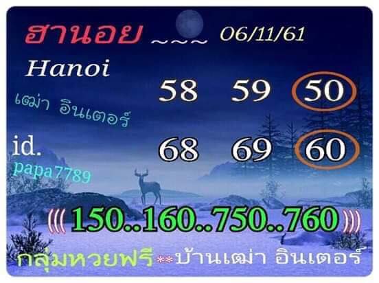 รวมหวยฮานอยเด็ดทุกสำนัก 6/11/61 9