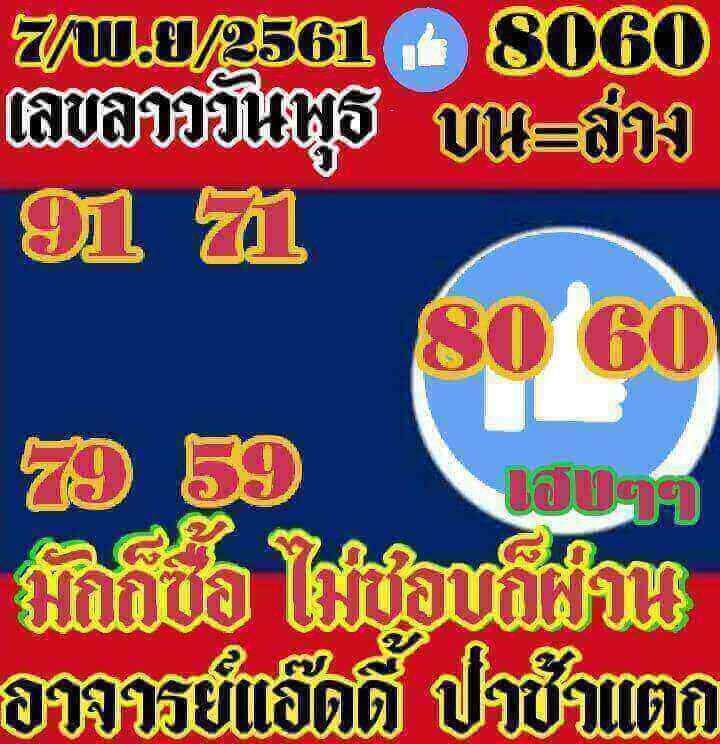 หวยลาวจากหลายสำนัก 7/11/61