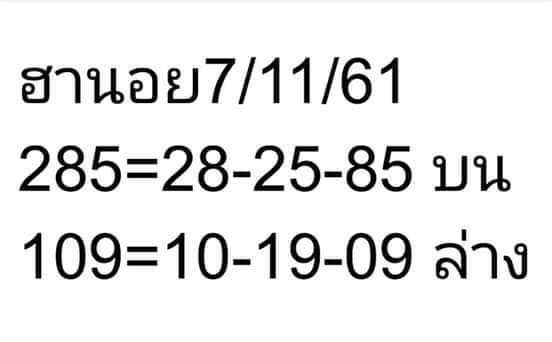 หวยฮานอยจากอาจารย์ดัง 7/11/61 12