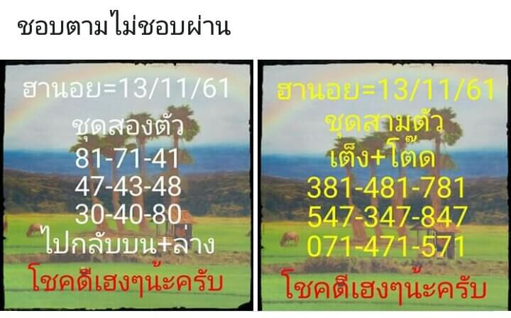 หวยฮานอยวันนี้ 13/11/61 12