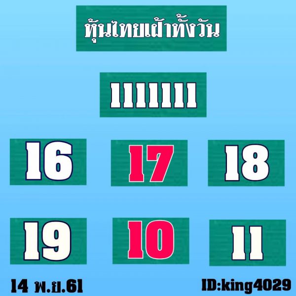 หวยหุ้นชุดทั้งวัน 14/11/61 9