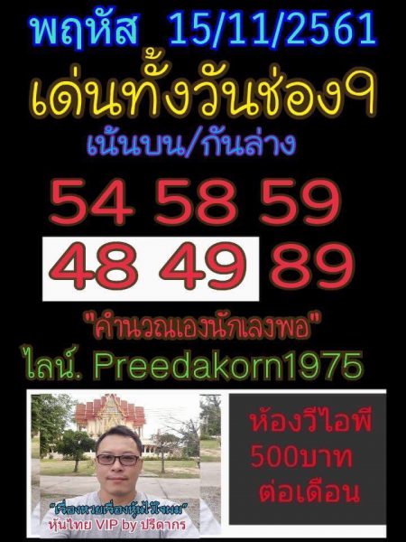 แนวทางหวยหุ้น 15/11/61 10