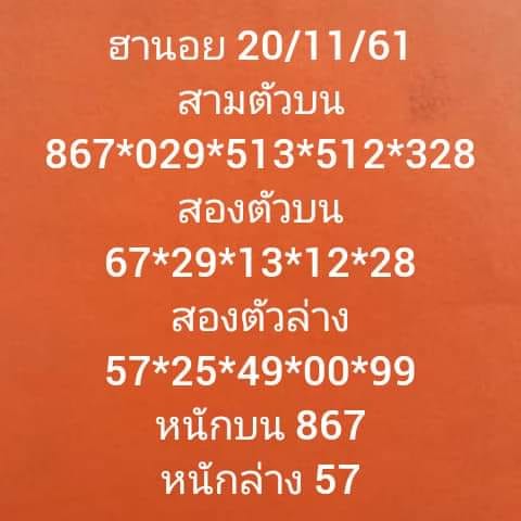 หวยฮานอยงวดวันนี้ 20/11/61 8