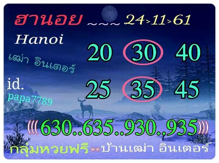 หวยฮานอยพารวย 24/11/61 13