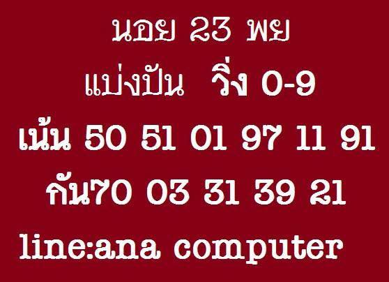 แจกชุดตัวเลขหวยฮานอย 23/11/61 11