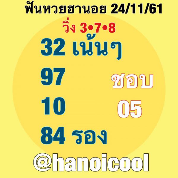 หวยฮานอยพารวย 24/11/61 16