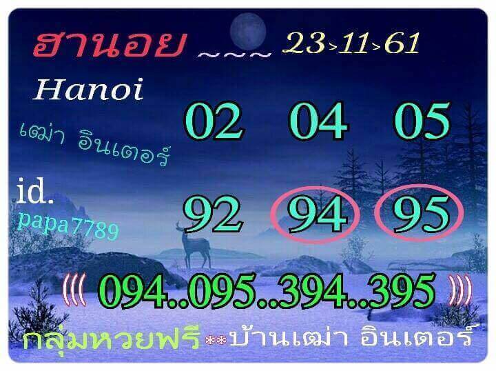 แจกชุดตัวเลขหวยฮานอย 23/11/61 14