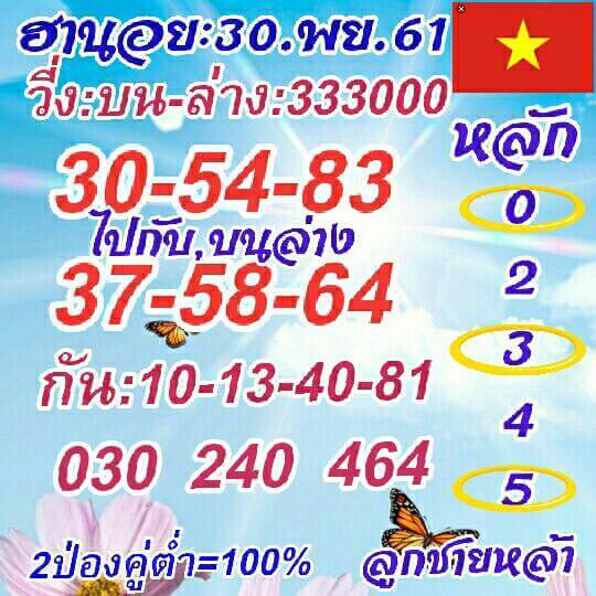 ผลหวยฮานอย 30/11/61 4