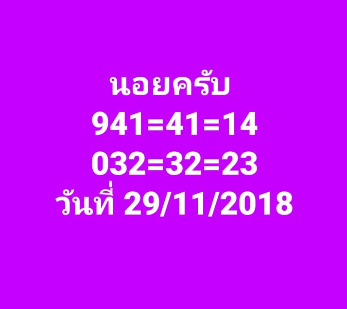 หวยฮานอย 3 ตัวตรง 29/11/61 1