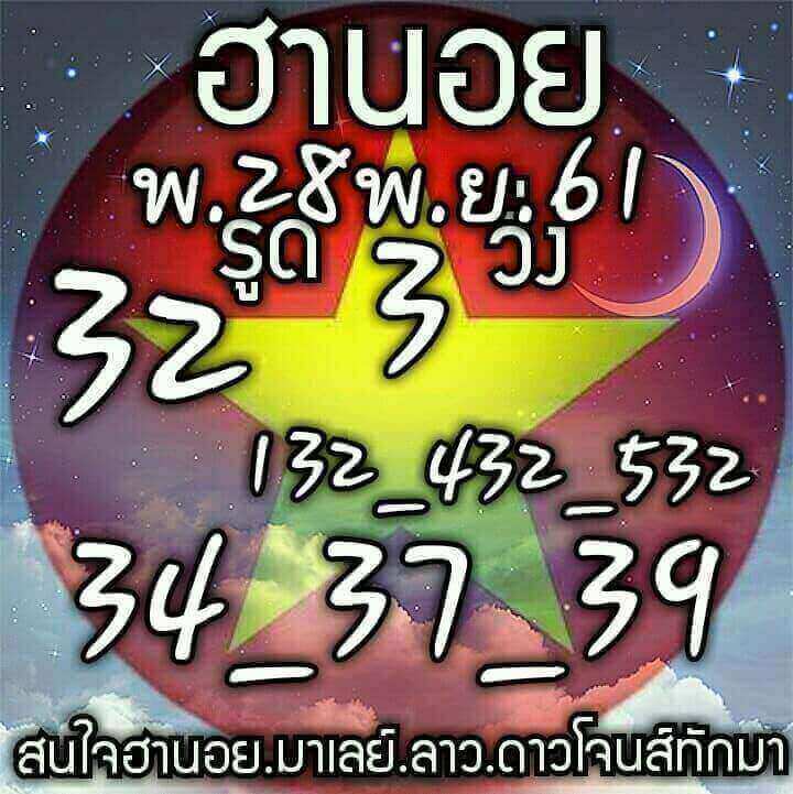 หวยฮานอยเลขเด็ด 28/11/61 14