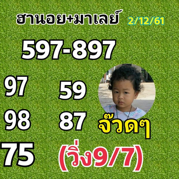 หวยฮานอยบนล่าง 2/12/61 7