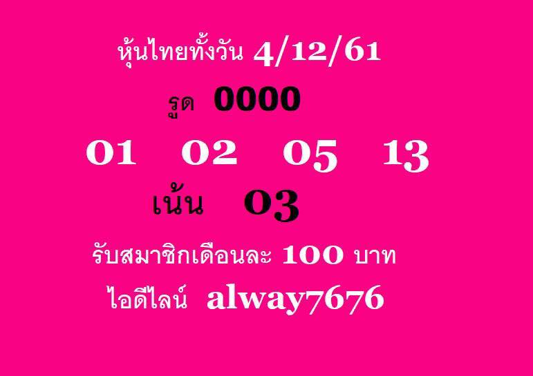 หวยหุ้นช่องตลาด 4/12/61