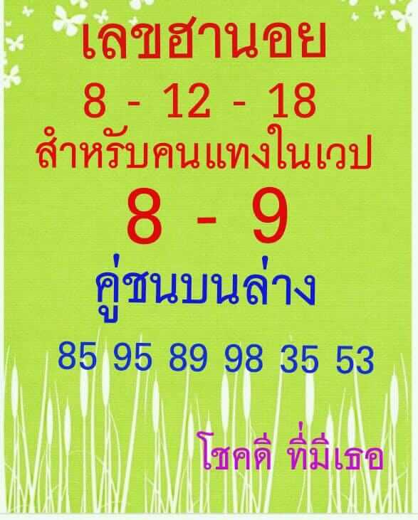 แบ่งปันหวยฮานอย 8/12/61 1