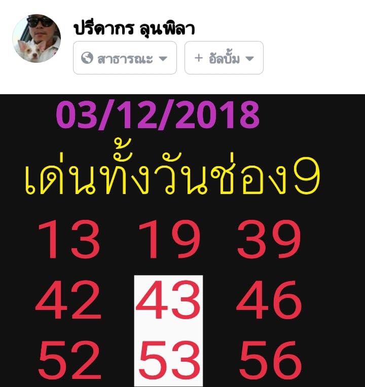 หวยหุ้นเน้นบน 3/12/61 11