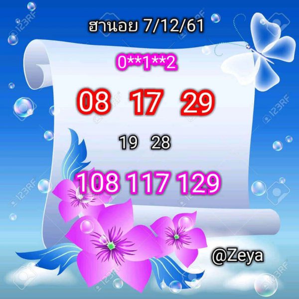 สูตรหวยฮานอยเด็ดๆ 7/12/61 15