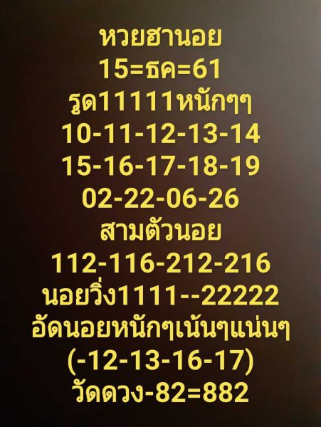 เลขเด็ดหวยฮานอย 15/12/61 3