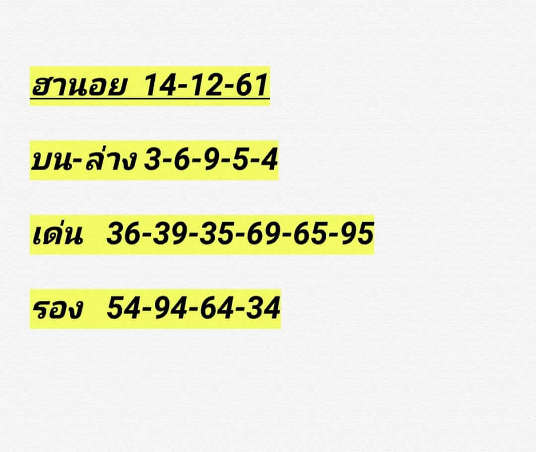 เลขเด็ดหวยฮานอย 14/12/61 8