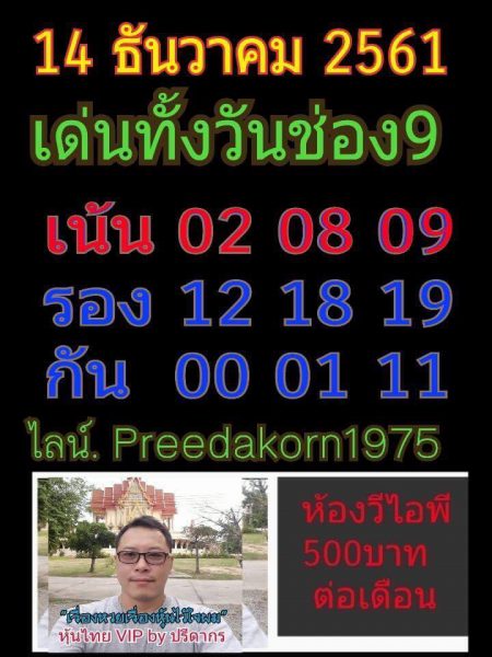 หวยหุ้นไทยชุด2 ตัวบน 14/12/61 3