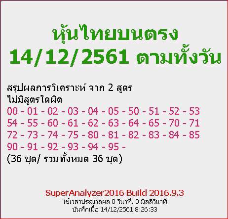 หวยหุ้นไทยชุด2 ตัวบน 14/12/61 7