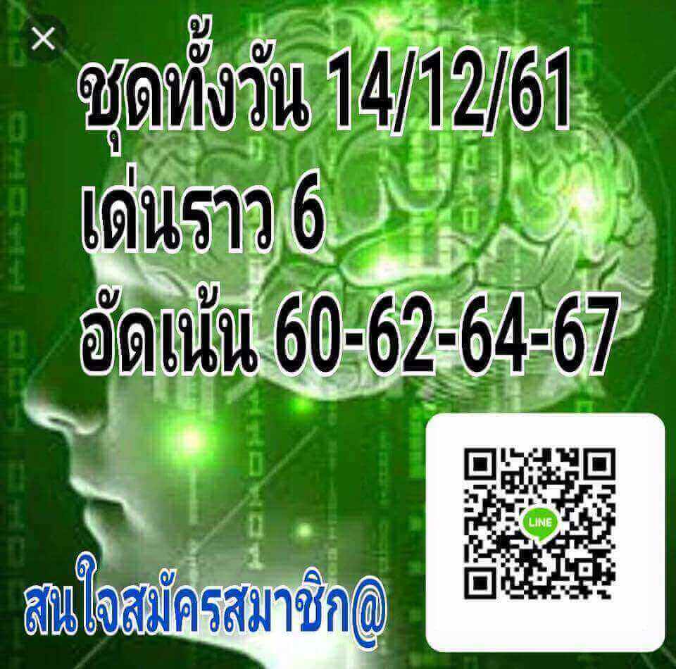 หวยหุ้นไทยชุด2 ตัวบน 14/12/61 14