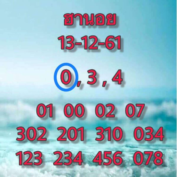 ฮานอยเลขเด็ด 13/12/61 13