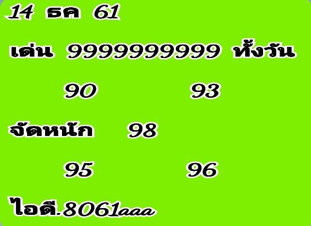 หวยหุ้นไทยชุด2 ตัวบน 14/12/61 8