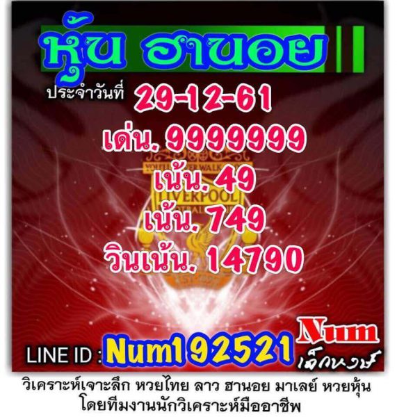 อัพเดทหวยฮานอย 29/12/61