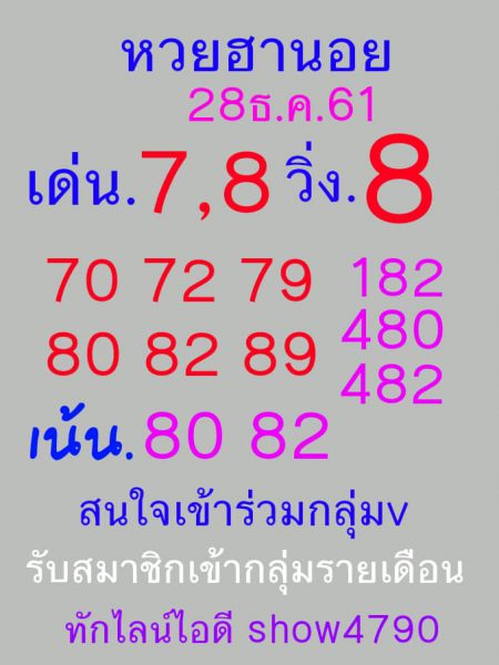 แบ่งปันหวยฮานอย 28/12/61 6