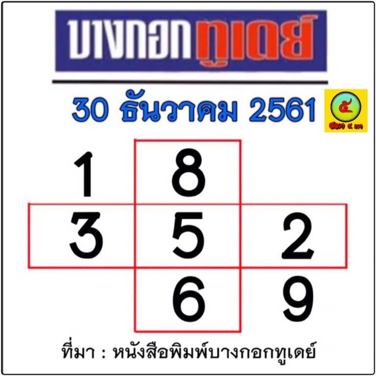 หวยบางกอกทูเดย์ 30/12/61