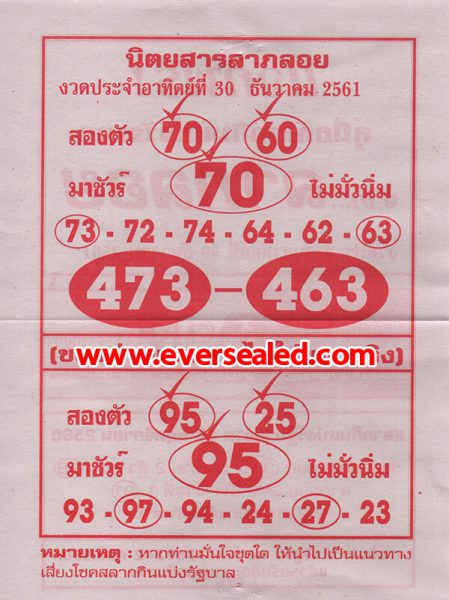 หวยลาภลอย 30/12/61