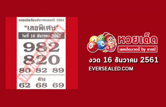 เลขพิเศษ 16/12/61
