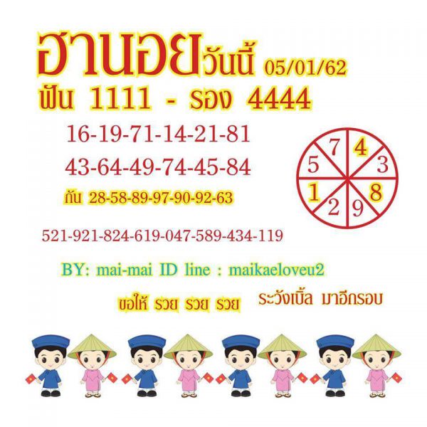 แจกฟรีหวยฮานอย 5/1/62 7