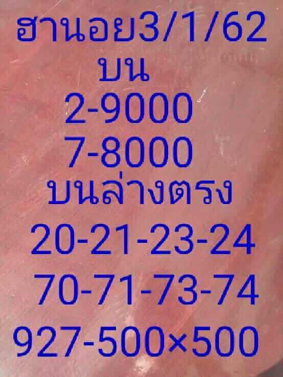 แนวทางหวยฮานอย 3/1/62 10