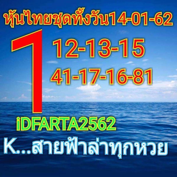 เลขชุดหวยหุ้น 14/1/62 14