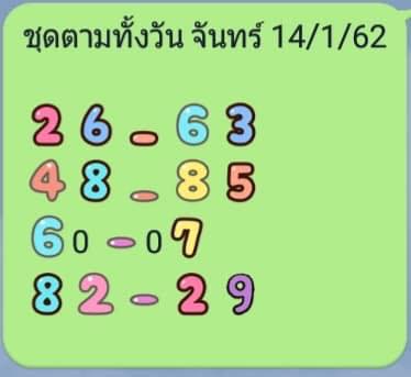 เลขชุดหวยหุ้น 14/1/62 10