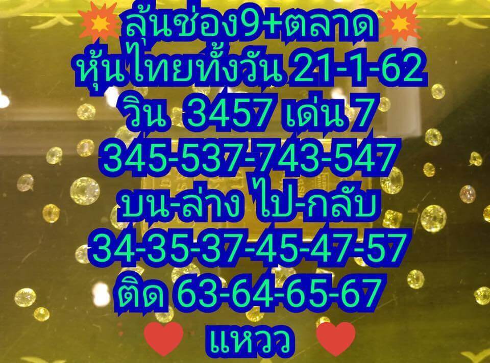 หวยหุ้นไทย 21/1/62 9