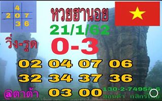 หวยฮานอย 21/1/62 13