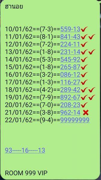 แจกสูตรหวยฮานอย 22/1/62 8