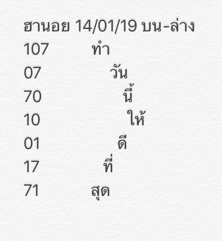 หวยฮานอยสาธารณะ 14/1/62 6